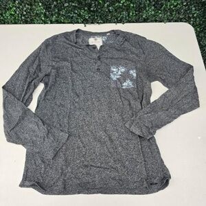 On The Byas Men's Long Sleeve Shirt - Gray, Medium, Floral Pocket!